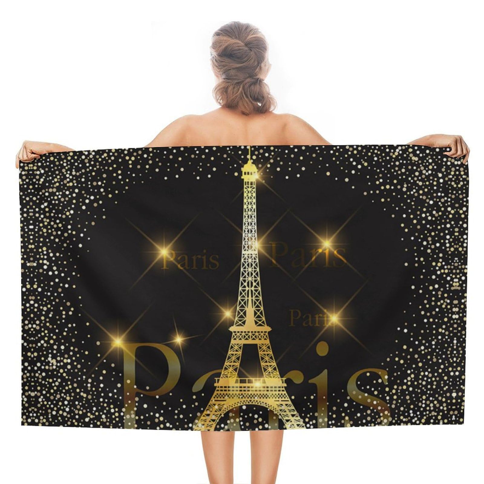 LEDFCVSU Beach Towel, Paris Eiffel Tower France Bath Towel, Absorbent Towel for Swimming, Sports, Travel