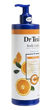 Dr Teal's Body Lotion - Moisture Plus - Radiant Citrus Essential Oils and Vitamin C, 18 Fl Oz 2-Pack (36 Fl Oz)