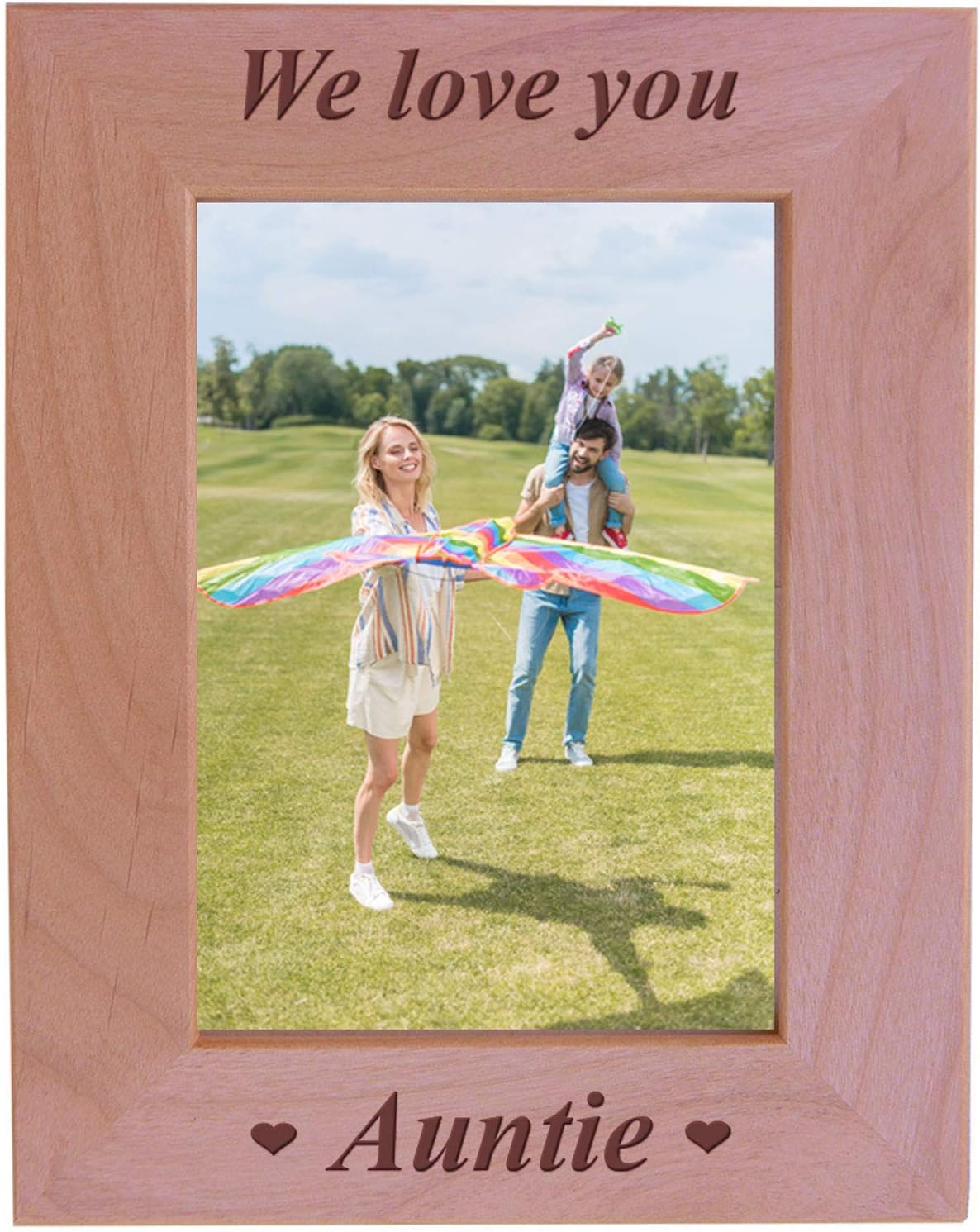 CustomGiftsNow We Love You Auntie - Engraved Wood Picture Frame (4x6 Vertical)