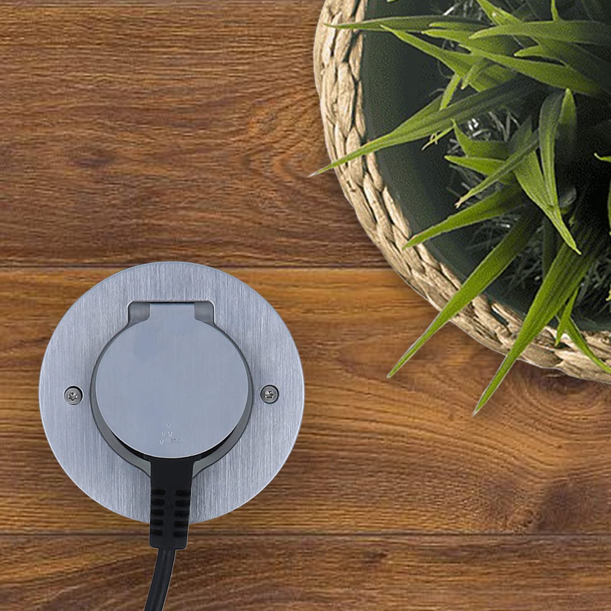 Edelstahl Boden + Wand Einbausteckdose Rund Bodentank versenkbar 089701 überfahrbar IP44 passend für Livolo Einsätze Steckdose Netzwerk Usb