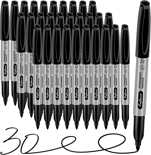 Marcadores permanentes negros de punta fina, juego de marcadores de punta fina, secado rápido y resistente a la decoloración, funciona en madera,