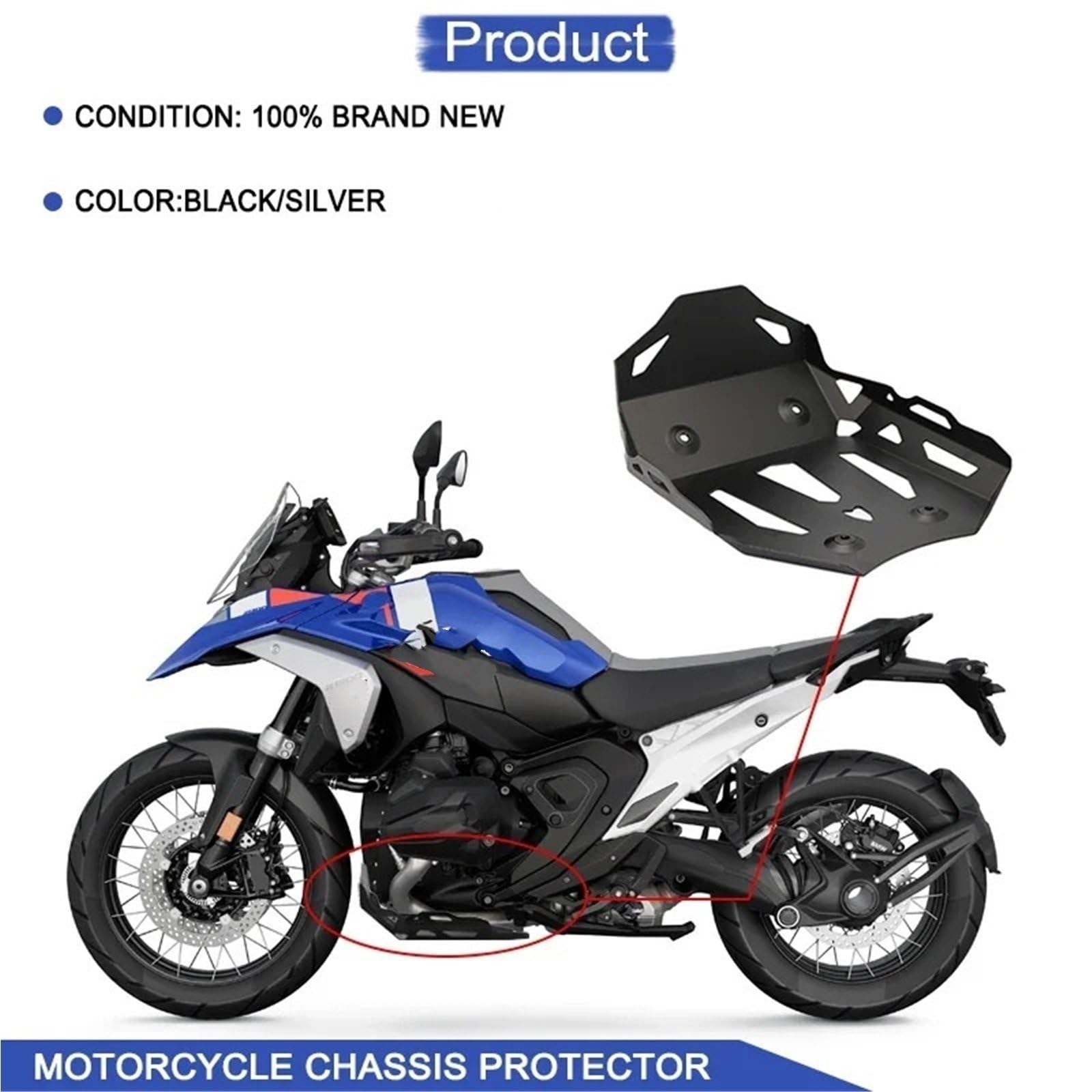 Per Bmw R1300GS ADV 2023 2024 Piastra paramotore protezione motore copertura motore Motociclette protezioni motore(Silver)