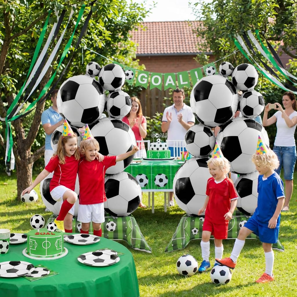 Photo 1 of 2 Pcs Extra-Large Standing Football Party Balloons, Soccer Balloons?Rugby Party Balloons?Perfect for Birthdays, Tailgate Parties, Game Day Celebrations, and Sports Events Decorations (Soccer)
