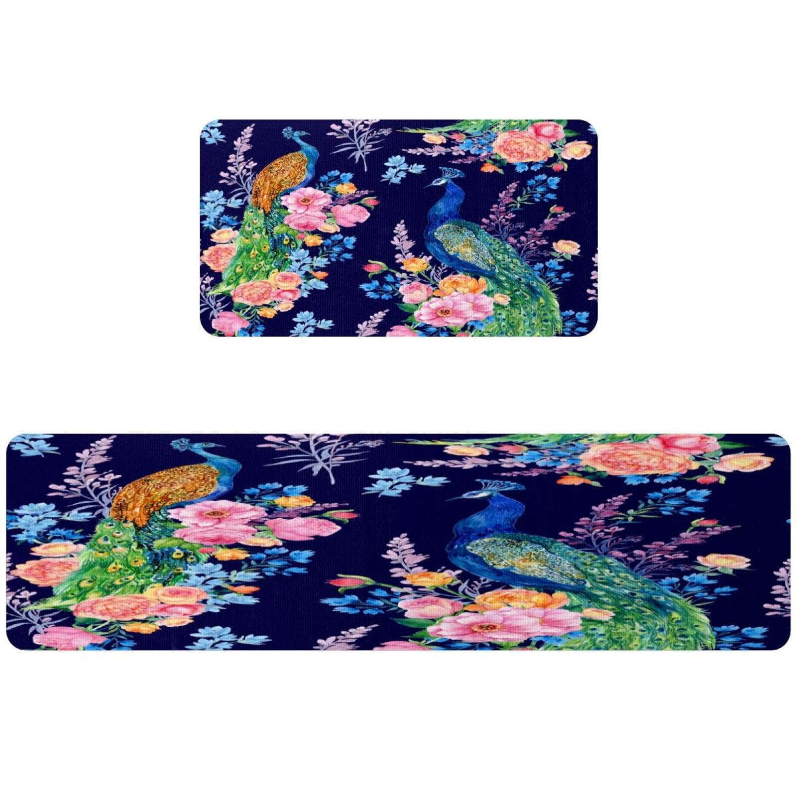 Tapete de cocina VAPOKF elegante con estampado de pavo real, alfombras de diseño absorbentes