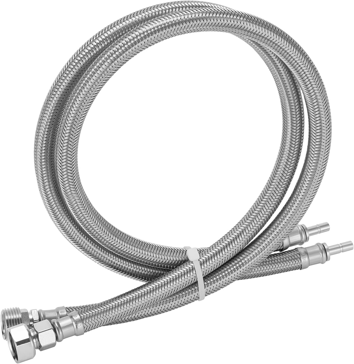 Solimeta Push-To-Connect Stainless Steel Hose Kit for Under Sink Water Filter, 3/8" Male/Female with 1/2" Adapters, 2.5FT