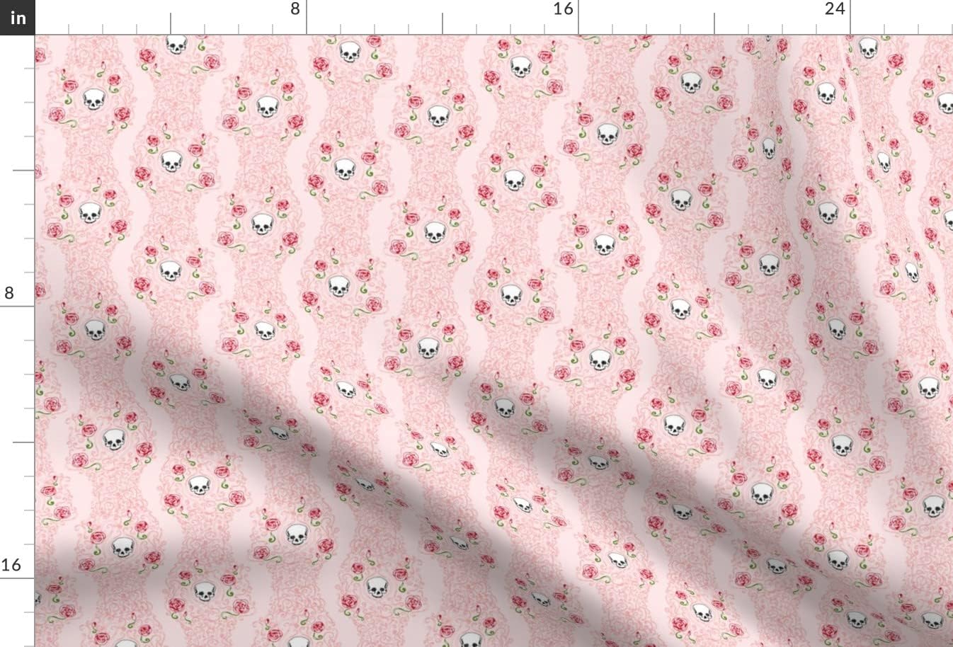 Spoonflower Fabric - Wild Roses Pink Small Skull Skulls Rose Flower Flowers Art Printed on Upholstery Velvet Fabric Fat Quarter - Upholstery Home Decor Bottomweight Apparel