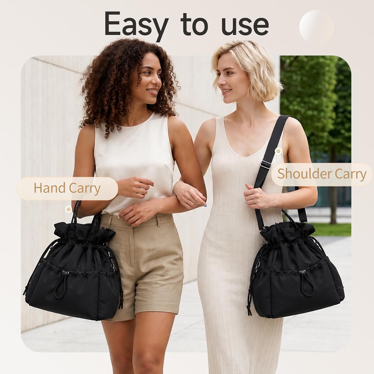 Insulated Lunch Box Adults Drawstring Crossbody Leakproof for Work Black