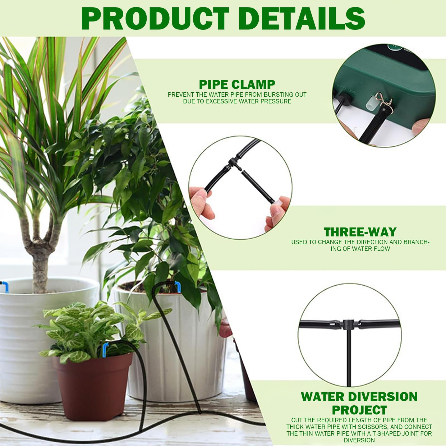 Irrigazione solare a goccia - Kit di irrigazione automatica delle piante con pannello solare e timer, giardino interno ed esterno