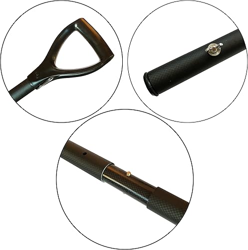 Miniatura 9 de CooB Herramienta de detección de metales con pala de arena de playa, pala de acero inoxidable para detectar tesoros, poste de mango de fibra de