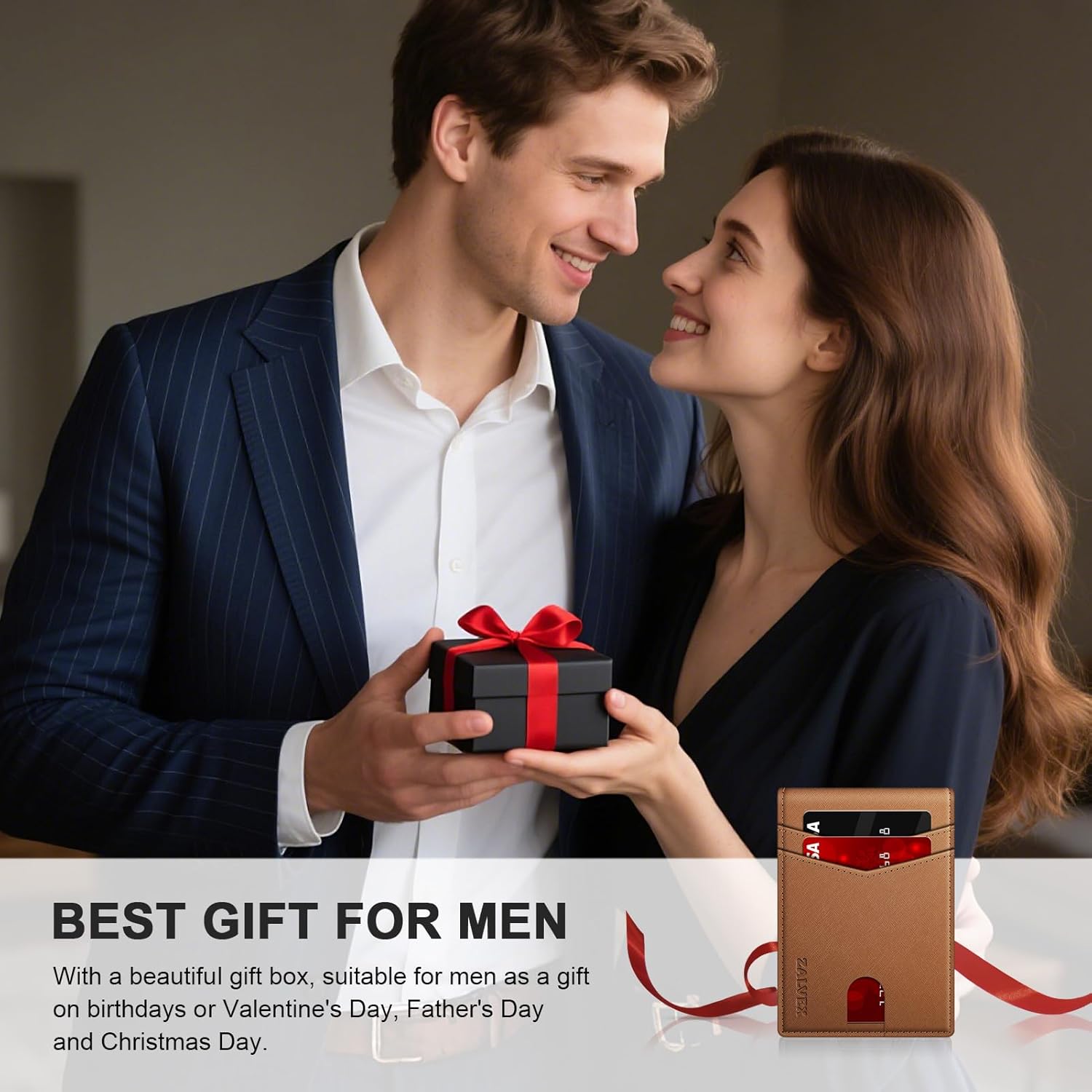 Wallet for Men Slim RFID Blocking Leather Credit Card Holder Wallet for 14 Cards, Bifold Minimalist Thin Wallet with 2 ID Windows & Cash Slot, Front Pockt Carteras Para Hombres, Birthday Gifts for Men - Image 7