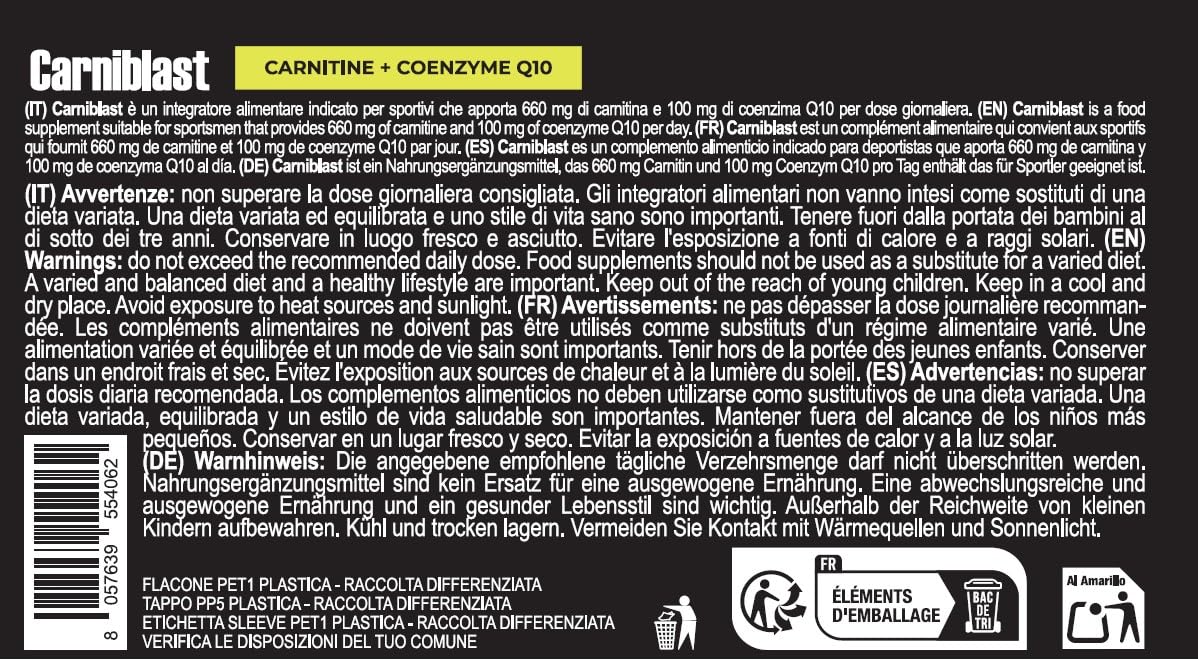 YAMAMOTO NUTRITION CarniBLAST integratore di Carnitina L-Tartrato, Propionil L-Carnitina e Acetil L- Carnitina 90 compresse