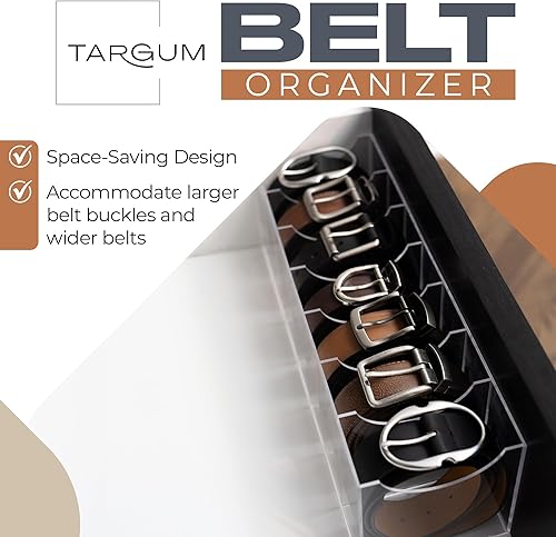 Miniatura 4 de Organizador de cinturón para hebillas más grandes con compartimentos extra anchos, 7 compartimentos, organizador de cinturón acrílico duradero para