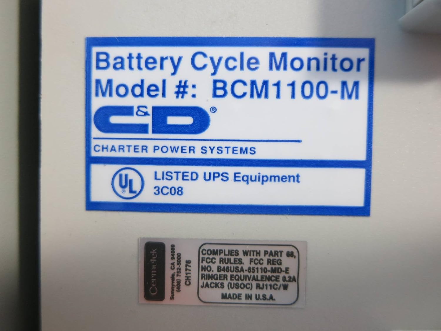 BCM1100-M Battery Cycle Monitor Display Digital Readout
