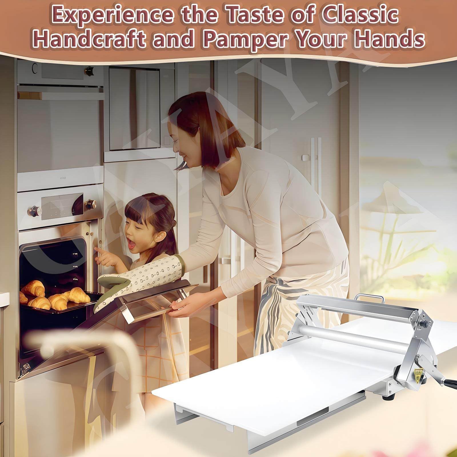 Rullo per Pasta da Tavolo | Pizzaiolo in Acciaio Inox | Sfogliatrice per pressa per Pasta Pieghevole | Spessore Regolabile(Home)