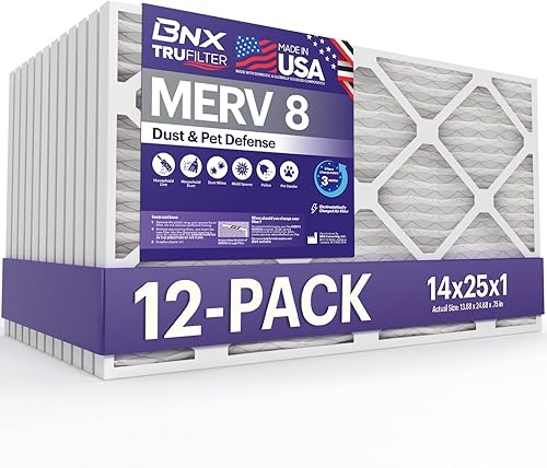 Miniatura 249 de BNX TruFilter - Filtro de aire 14 x 25 x 1 MERV 8, electrostático plisado para defensa contra polvo y mascotas, para aire acondicionado, HVAC