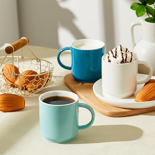 Miniatura 4 de Sweese Tazas de café apilables, tazas de porcelana de 10 onzas para bebidas de café especiales, capuchino, café moca, café con leche, té y té, juego