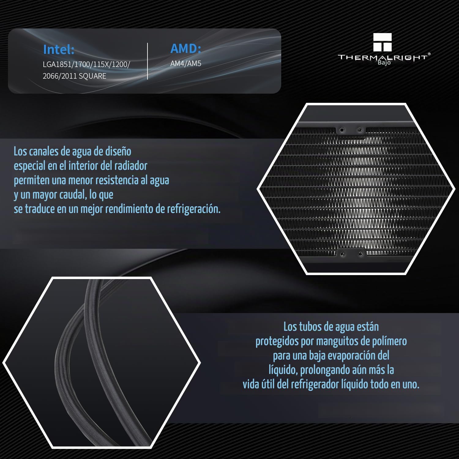 TR Frozen Infinity 240 NEGRO, ventiladores dobles PWM 2000 rpm, enfriador de procesador AIO para AM4/AM5 e Intel LGA1150-1200/2011/1700/1851, enfriador de agua