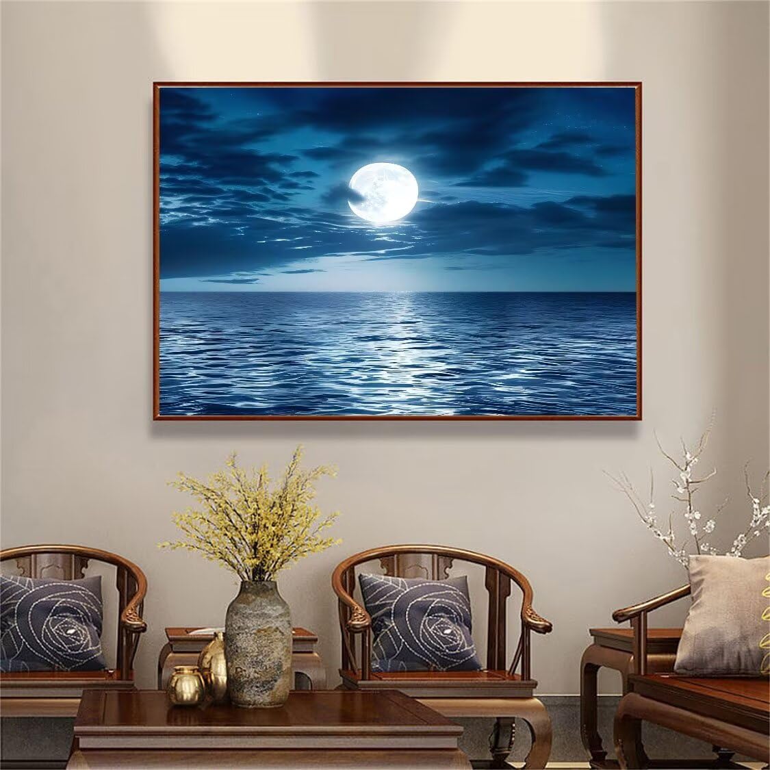 DIY Malarstwo diamentowe 5D, sztuka diamentowa, księżyc, morze, zestawy dla dorosłych, sztuka ze strasu, haft, artykuły rzemieślnicze, dla dzieci i dorosłych, idealna dekoracja ścienna do domu,