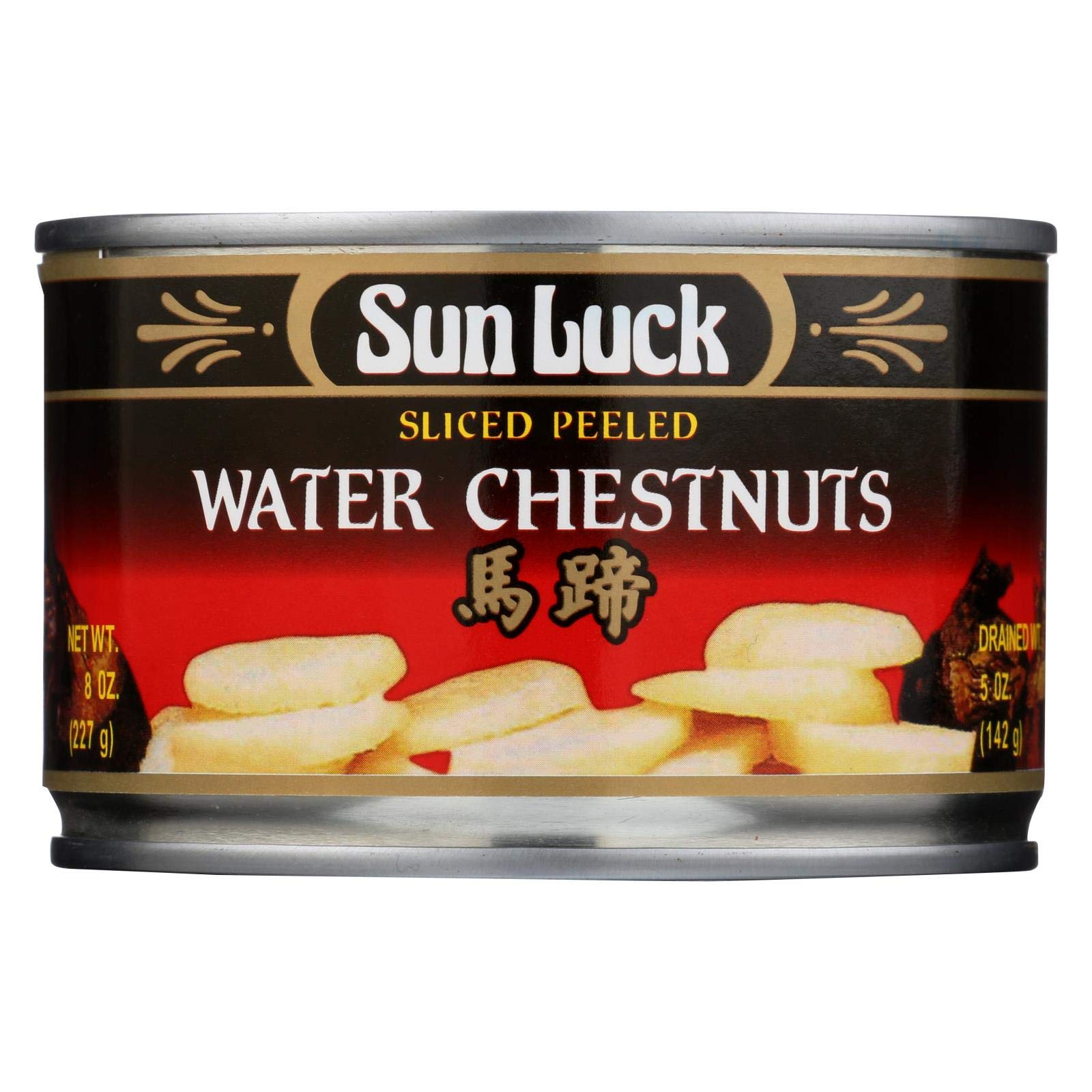 Sun Luck Veg, Sliced Wtr Chestnut, 8-Ounce (Pack of 12)