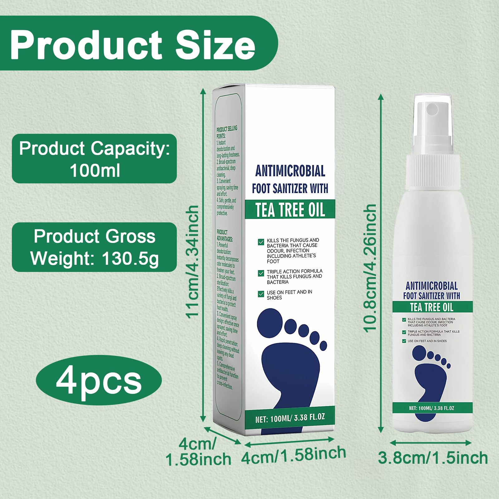 4x100ml Hongos Pies Desodorante De Pies Pie De Atleta Tratamiento Para Aliviar Las Infecciones De Los Pies Y Eliminar El Mal Olor Adecuado Tanto Para Hombres Como Para Mujeres