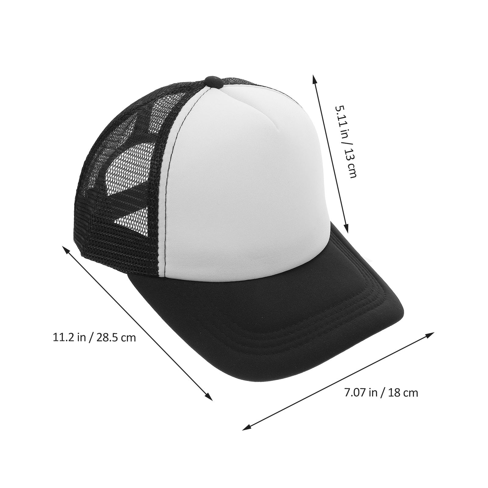 Angoily Poliéster Gorras de Béisbol Negro en Blanco, de Malla 10 | Sublimación y Serigrafía, Pack de 10 Piezas, Uso Diario y Exterior, Ajuste Unisex