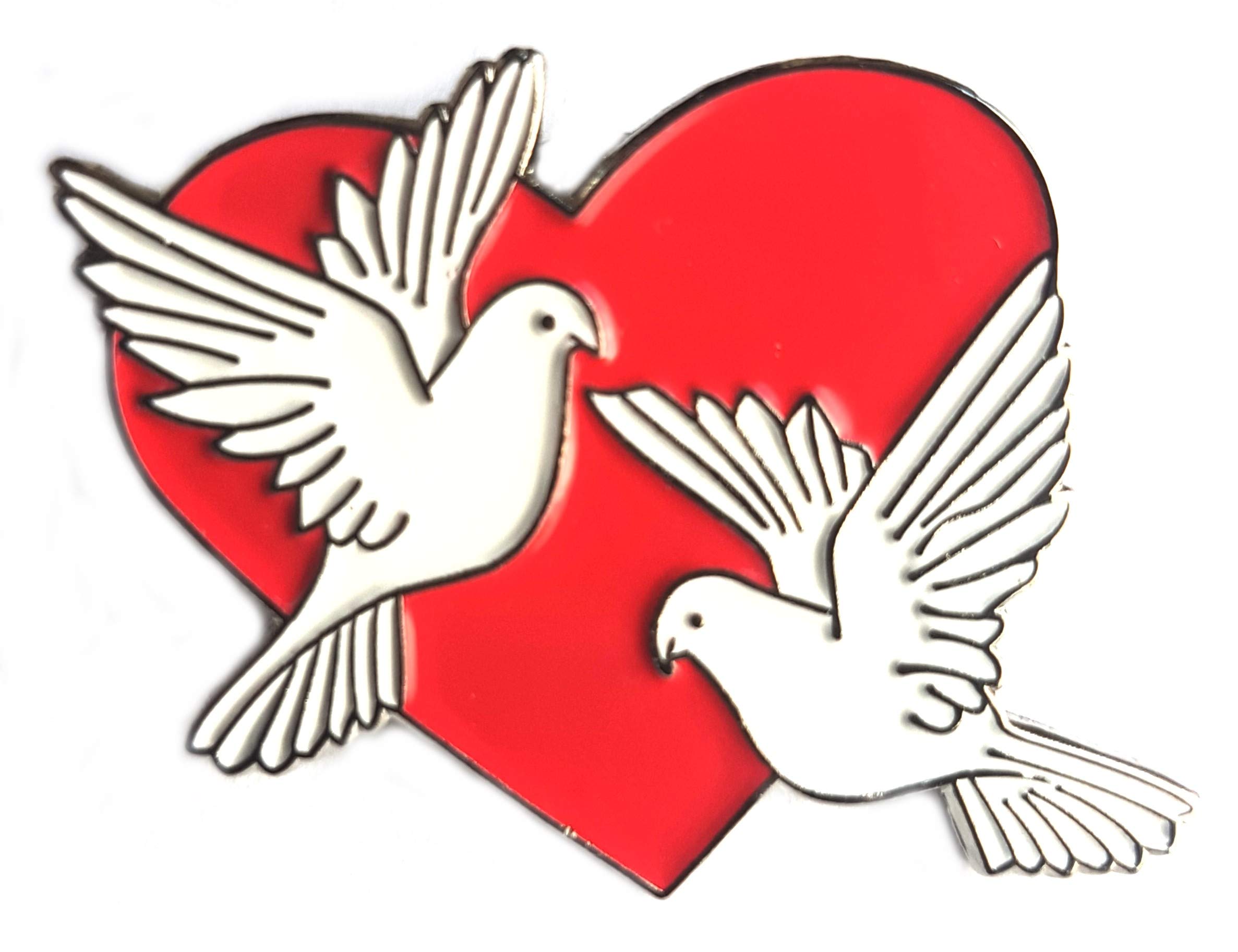 Mainly MetalMainly Metal ™ Enamel Pin Badge Red Heart Dove Pair Love engagement sisters wedding forever friends friendship soul mates