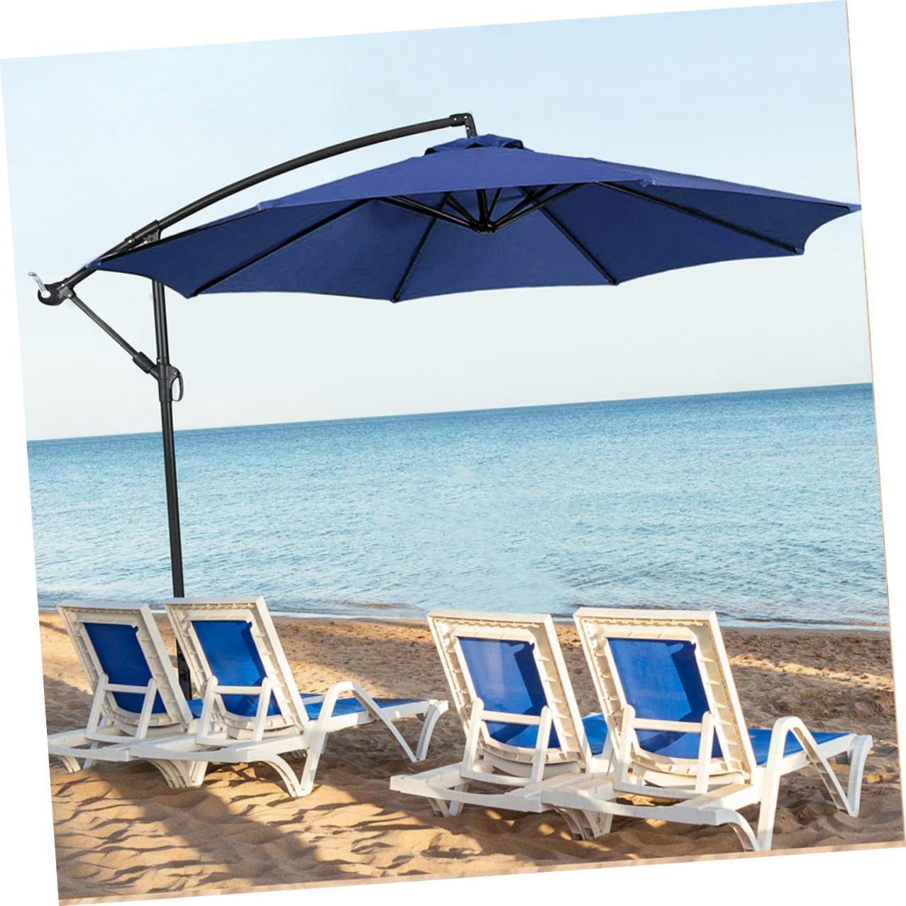 Replacement Canopy Umbrella Fabric for Patio Umbrella 2.7m 8-rib Canopy Supply Rainproof and UV Protective Polyester Cloth Navy Blue