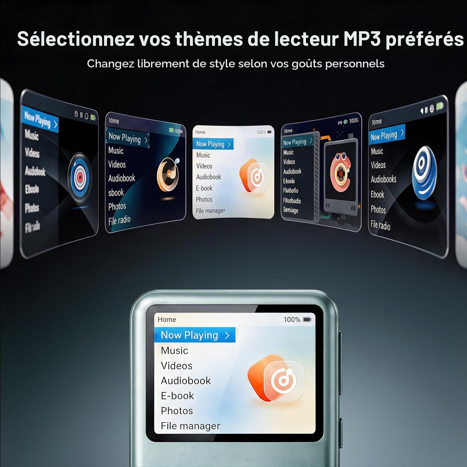 Innioasis Y2 Classic Lecteur MP3 avec Bluetooth 8 Go avec listes de lecture et radio FM Bleu sarcelle