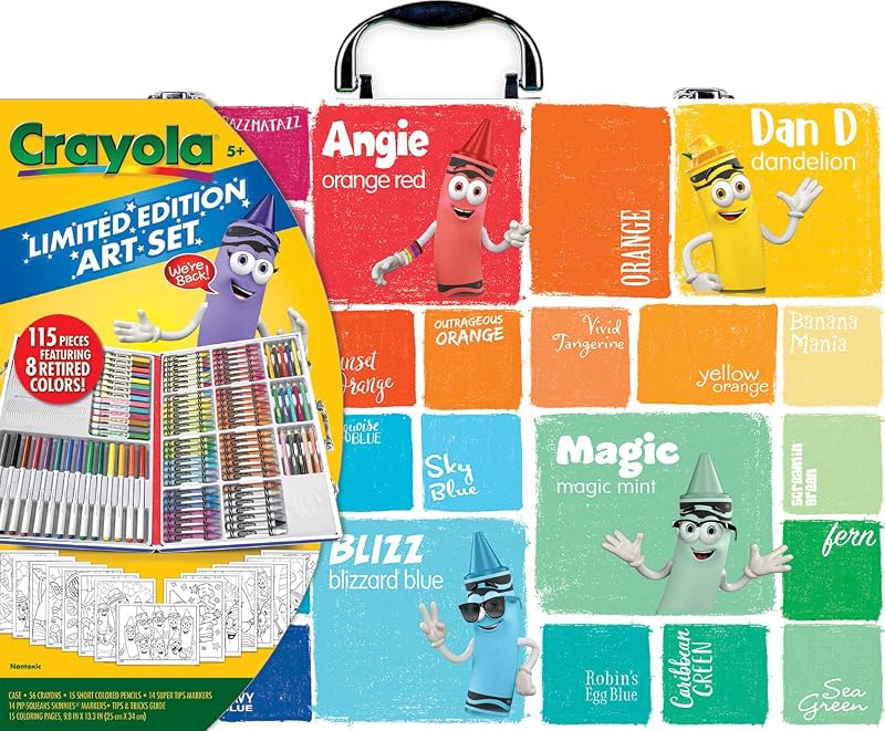 Limited Edition Coloring Set (115 Pcs), Kids Art Supplies & Drawing Kit with Crayons, Markers & Colored Pencils in Storage Case, Gifts, Ages 5+
