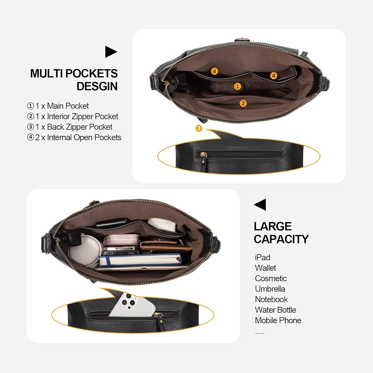 KouLi Buir Crossbody Purses for Women - PU Leather Shoulder Handbags Sling Bag Crossboby Bags Medium Multi Pockets - Image 5