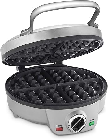 Cuisinart Belgian Waffle Maker, Round Waffle Iron, 6 Setting Adjustable