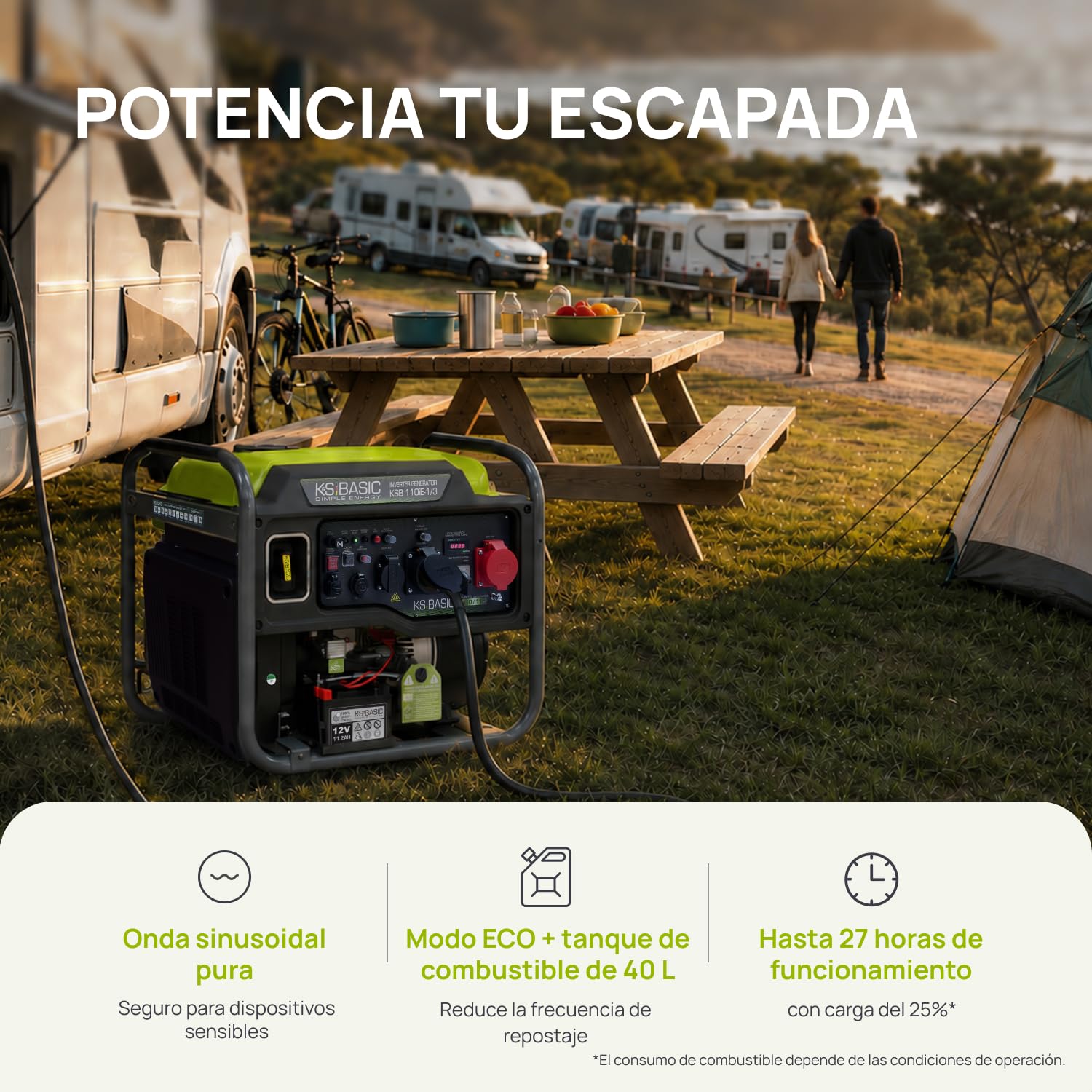 K&S BASIC 110iE-1/3 - Generador inversor, 11 kW, máx. VTS | Generador de emergencia inverter para el hogar, camping y trabajos de taller