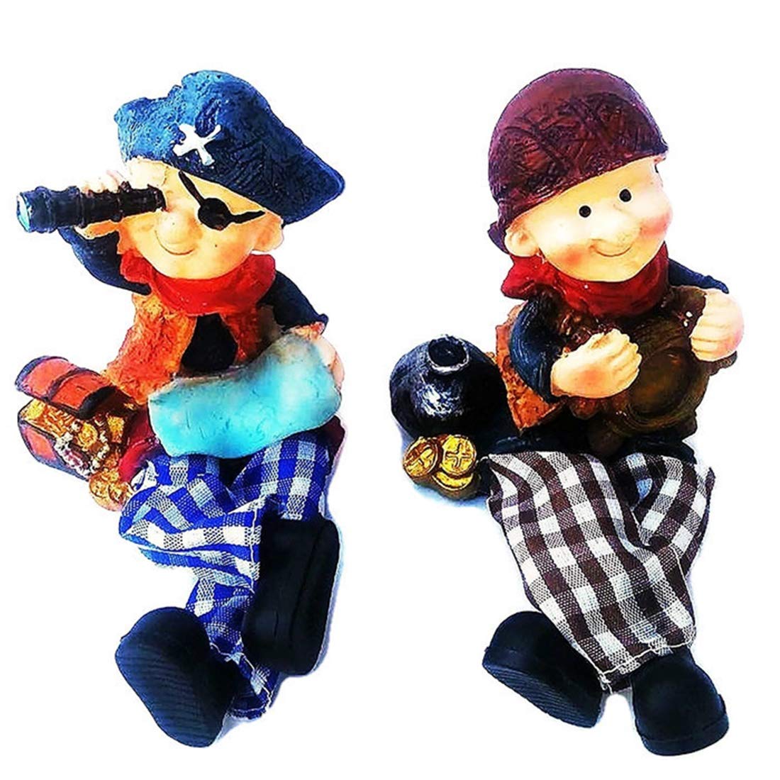 New Set Adorable Moving Leg Captain Treasure Pirate Figurine Bistro Home Decor Statue