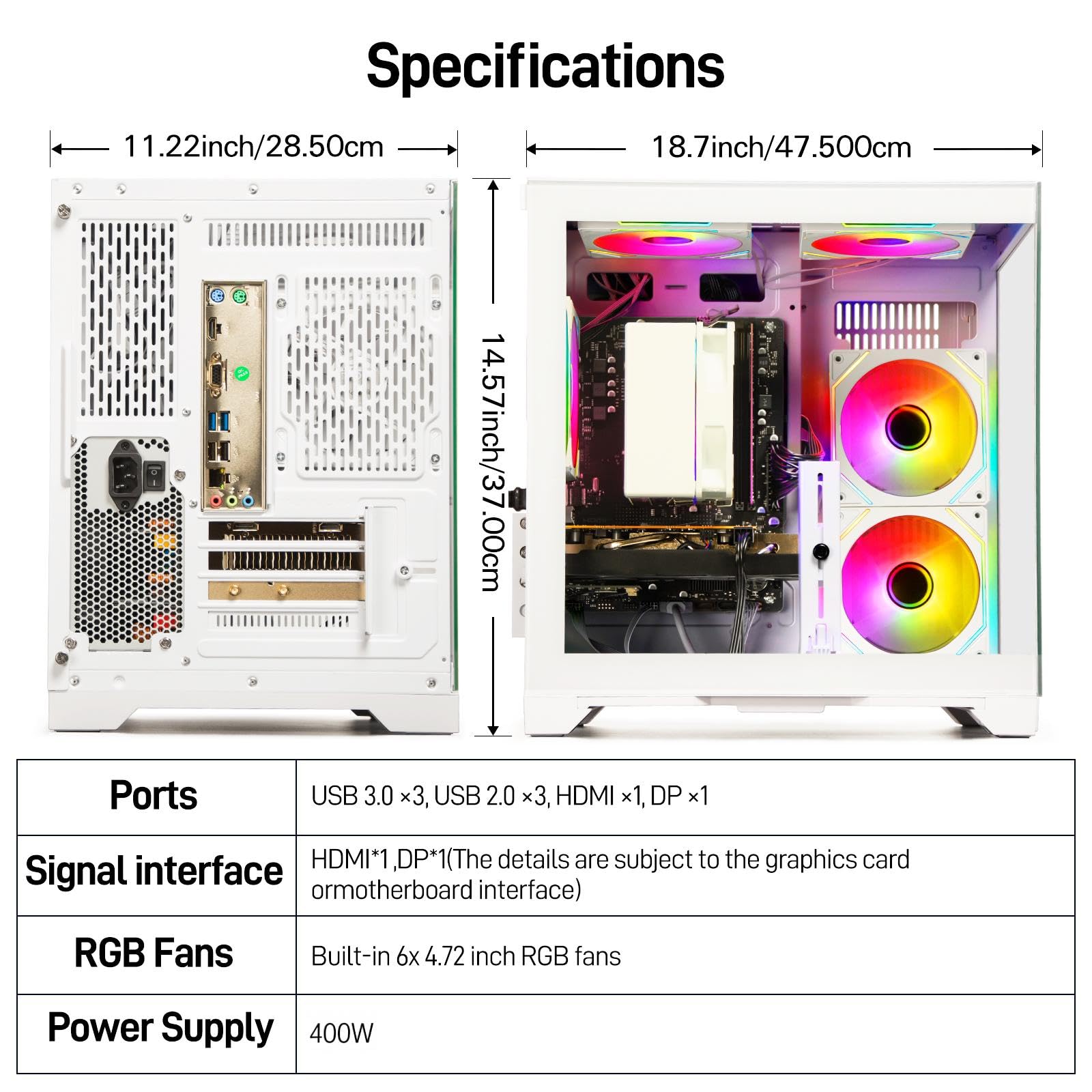 Ryzen 5 4500, Radeon RX 6500XT 4 GB, 16 GB DDR4 RAM, SSD NVME da 512 GB, torre precostruita per giochi 1080P, streaming, scuola e ufficio domestico (bianco)