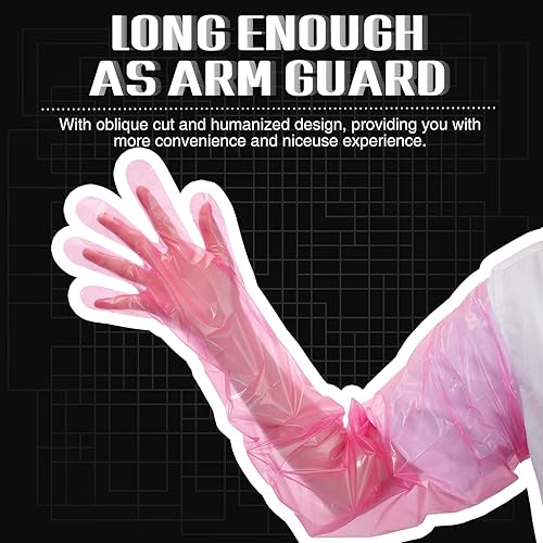 Miniatura 4 de 50 guantes desechables para aderezo de 1.6 mil, longitud al hombro, guantes de vestir para campo de caza, para limpieza de ciervos