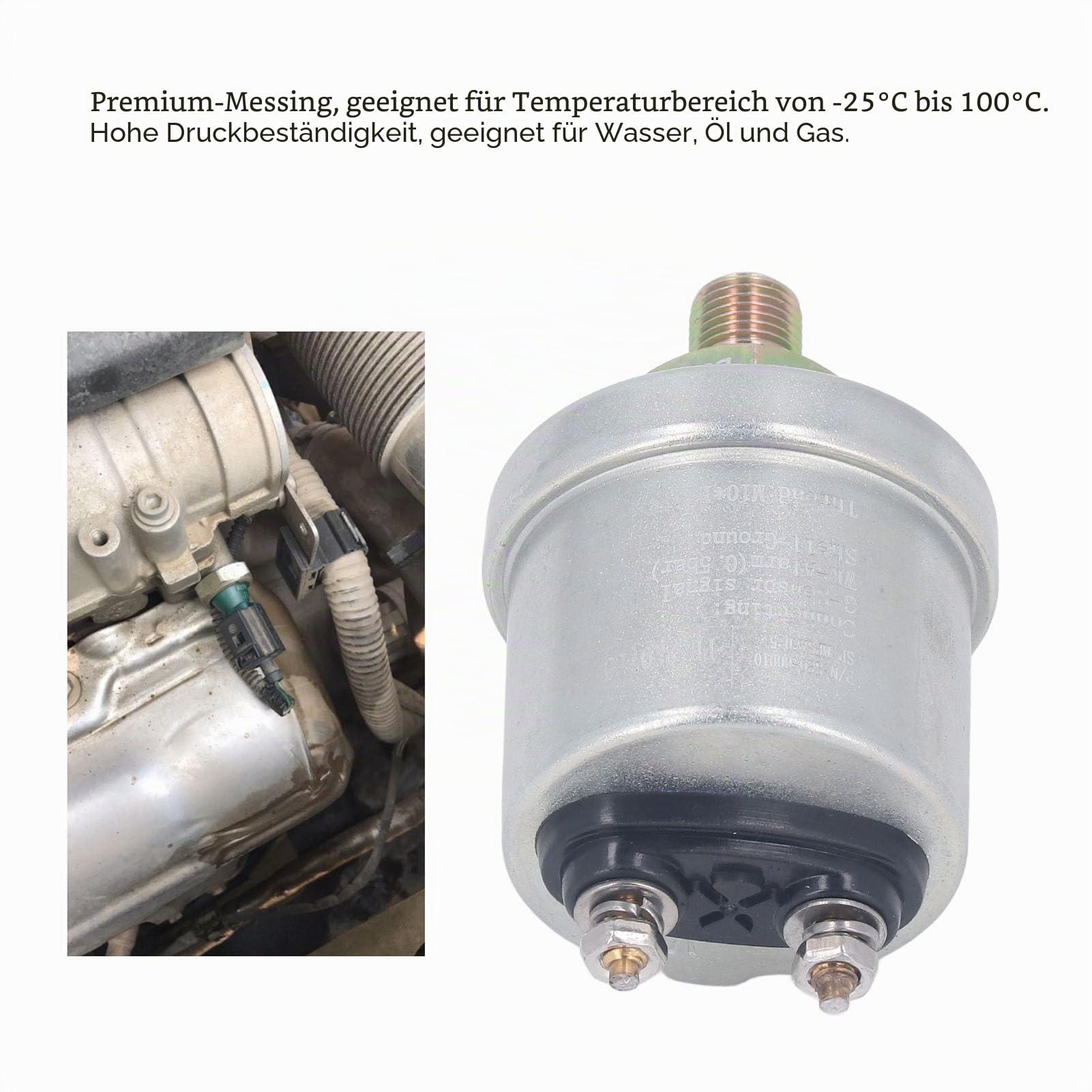 Öldrucksensor M10x1 0-5bar Motoröldrucksensor aus Messing Öldruckgeber für Auto Kurbelwellensensor Generator Ersatz