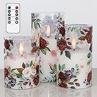 Vista 15 de DRomance Velas sin llama que funcionan con pilas con temporizador de 6 horas, calcomanías de Halloween de cera real LED parpadeantes, juego de 3