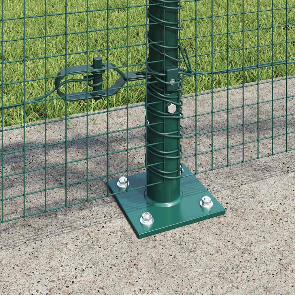 Valla de alambre soldada con base de hormigón, acero recubierto de PVC verde, 10 x 0,8 m, 5 postes, postes angulares, tensores, alambre de amarre, valla de jardín, seguridad, terraza
