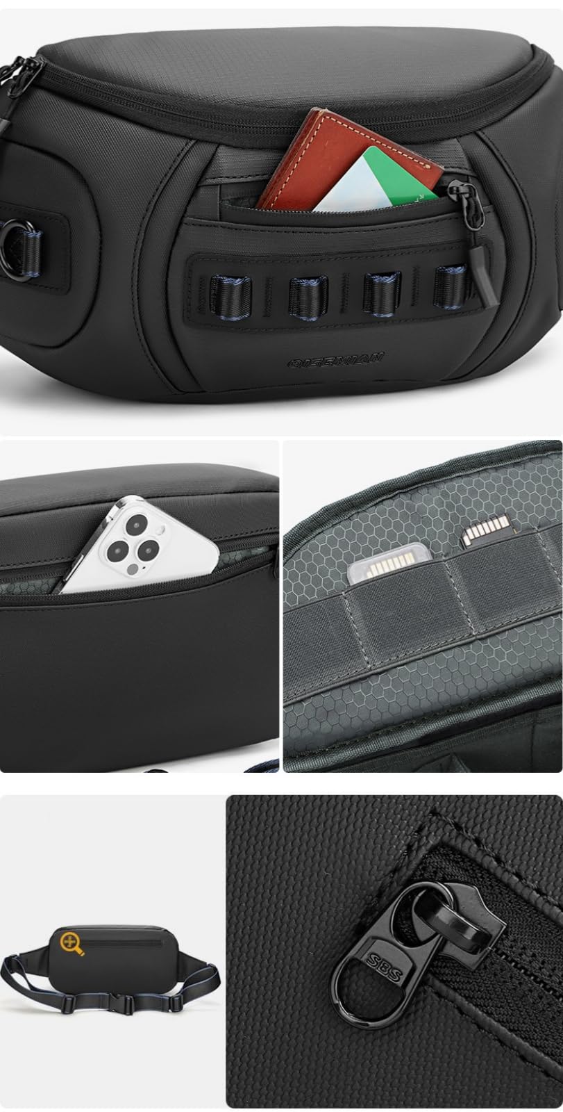 Borsa Monospalla per Fotocamera Impermeabile in Tessuto Oxford con 2 Divisori Rimovibili Custodia per Mirrorless e Reflex BG514