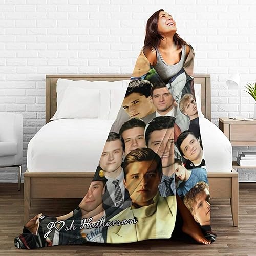 Miniatura 6 de Manta Josh Hutcherson suave y cómoda de lana para sofá, oficina, coche, camping, yoga, viajes, decoración del hogar, acogedora manta de playa de