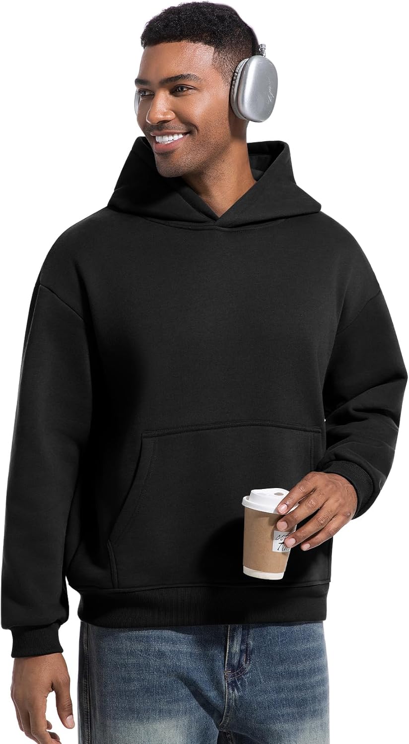 Eisctnd Men's Cotton Fleece Hoodie Pullover Long Sleeve Casual Fashion Hooded Sweatshirt with Kanga Pocket - Image 3