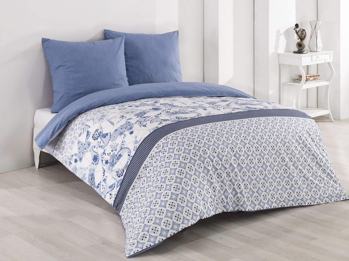 Buymax Bettwäsche Set aus 100% Baumwolle Renforcé, Streifen & Moderne Muster, mit Reißverschluss, Oeko-TEX Standard 100, Verschiedene Größen