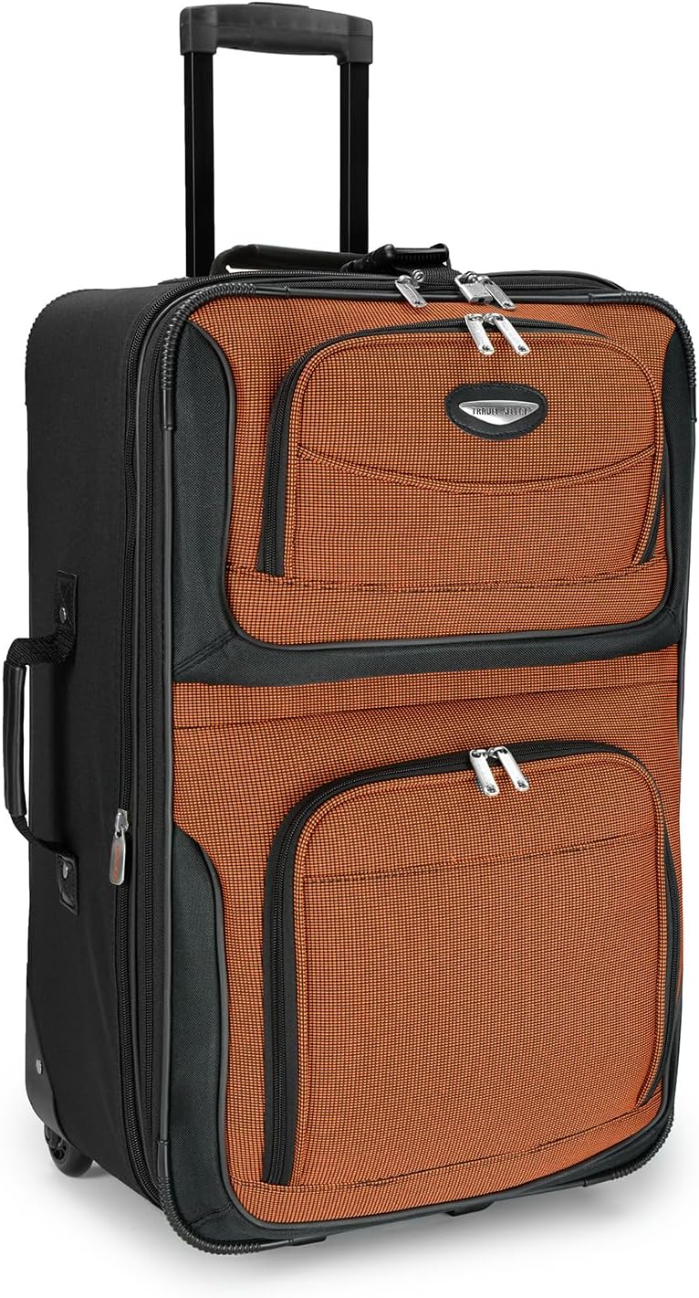 Travel Select Amsterdam Expandable Rolling Upright Luggage, Orange, Checked-Medium 25-Inch Checked-Medium 25-Inch Orange