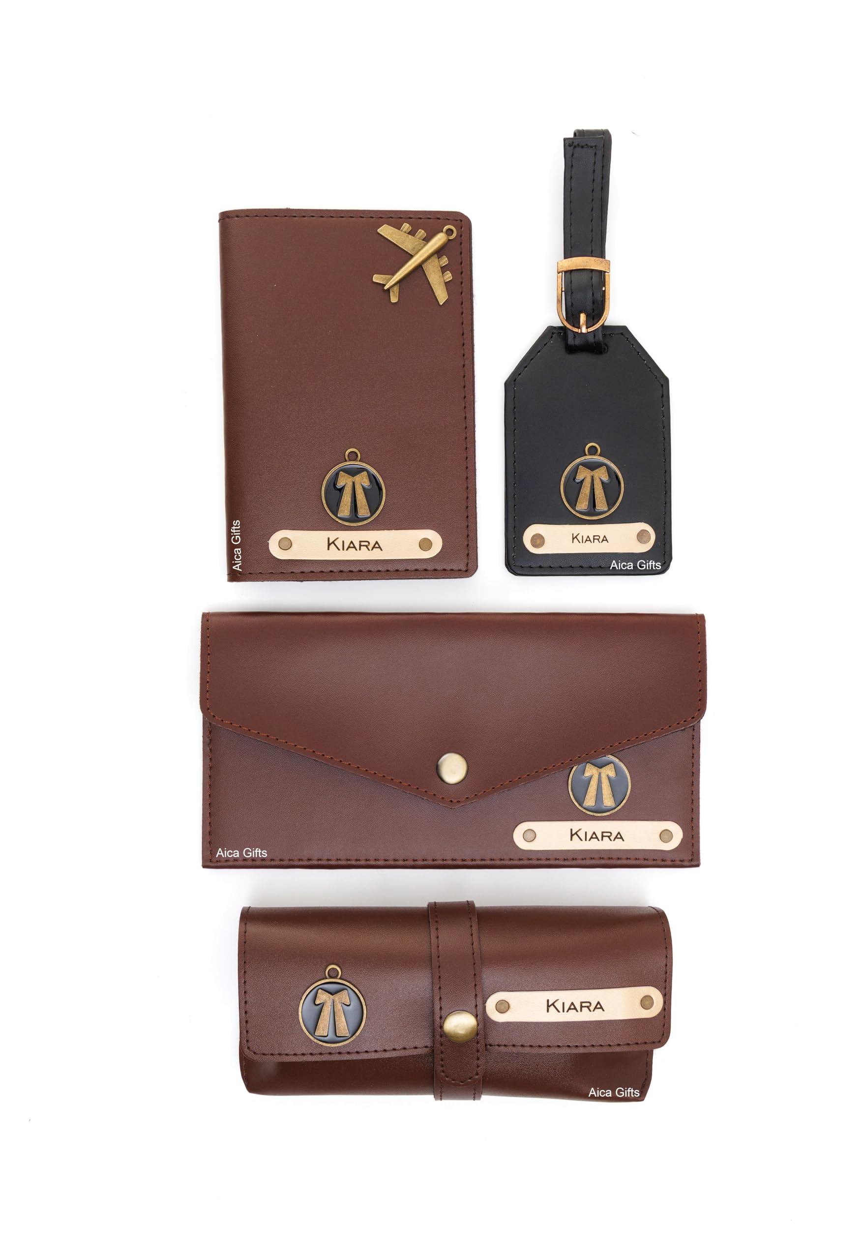 aica Personalised Name Advocate Adv Leather Wallet Gift Set for Women (Darkbrown)-picture-56