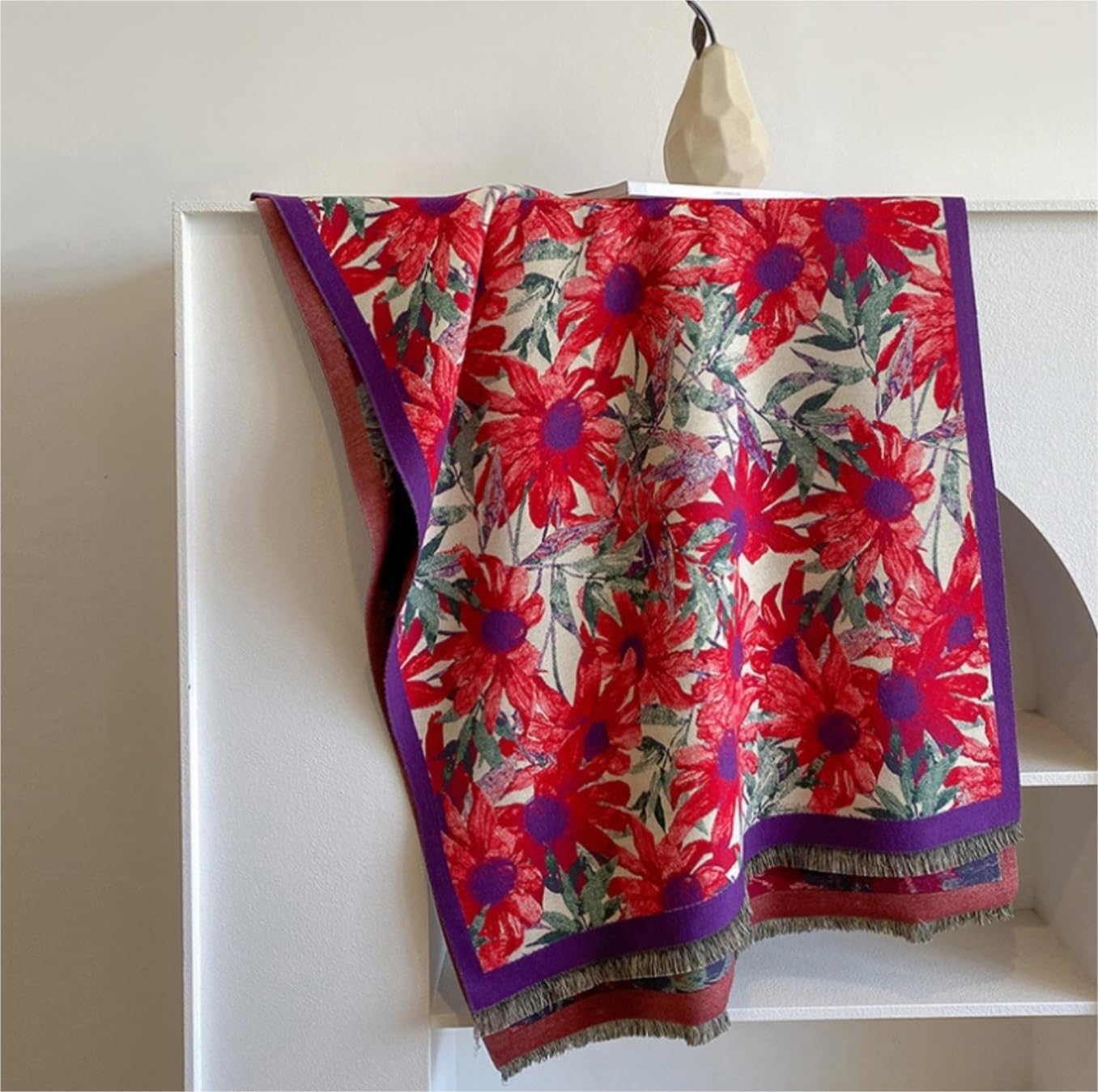 Sciarpa Sciarpa Invernale Morbida Imitazione Cashmere Spessa Lunga Calda Coperta Con Stampa Floreale Da Donna Scialle