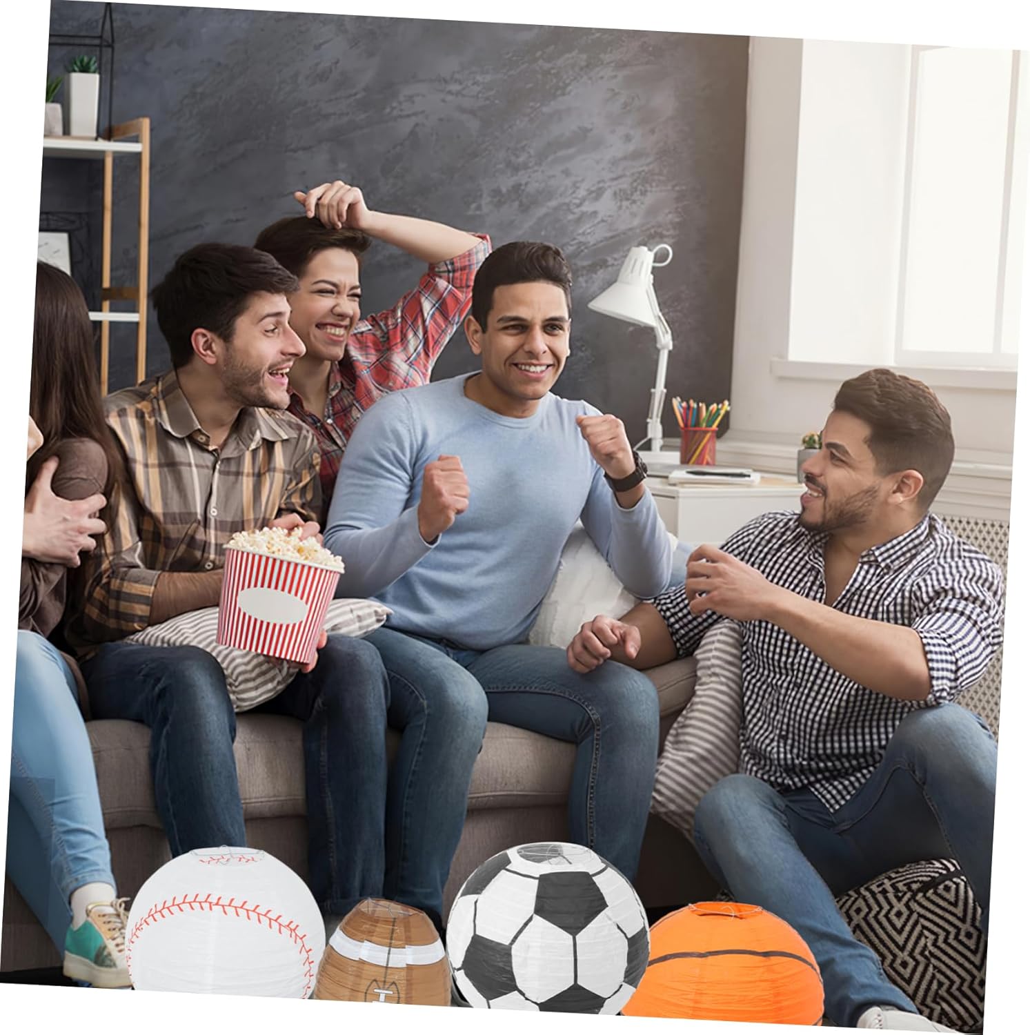 DOITOOL 20pcs Sports Theme Party Lantern Game Paper Lanterns for Birthday Celebrations Includes Basketball Soccer Rugby Baseball Designs for Unique Party Atmosphere