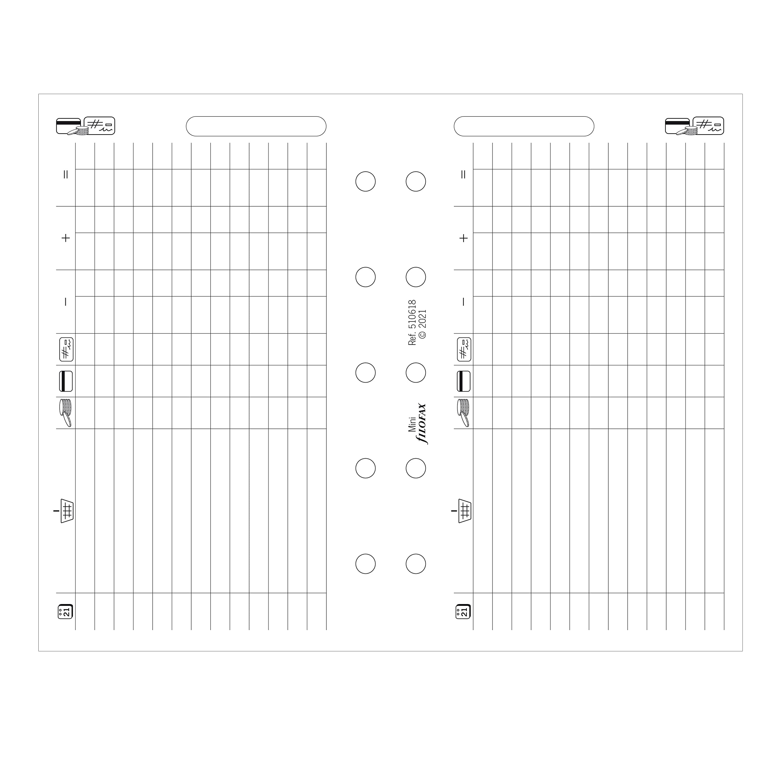 Filofax B510618 - Ricarica per organizer, formato mini, carta bianca, 10,5 x 6,7 cm, 20 fogli