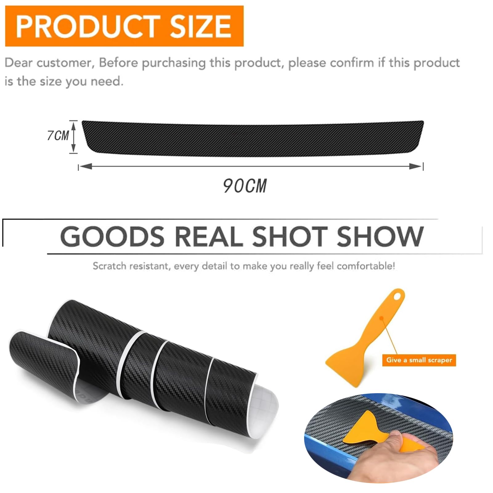Protezioni Paraurti Posteriore Auto per Opel Corsa B C D E F 90cm Striscia di Rivestimento Portellone Adesivo Fibra Carbonio Antigraffio
