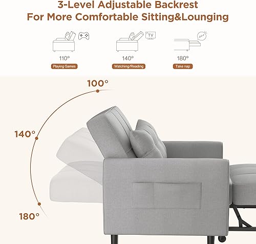 Miniatura 5 de Sofá cama convertible 3 en 1, sillón cama, sillón extraíble, sofá cama con respaldo ajustable, sofá cama individual, cómoda silla para sala de estar