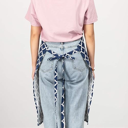 Miniatura 6 de LessMo Kitchen Cooking Aprons with 3 Pockets for Men Women - Cotton Adjustable Professional Grade Chef Apron for Kitchen, BBQ & Grill (Blue)